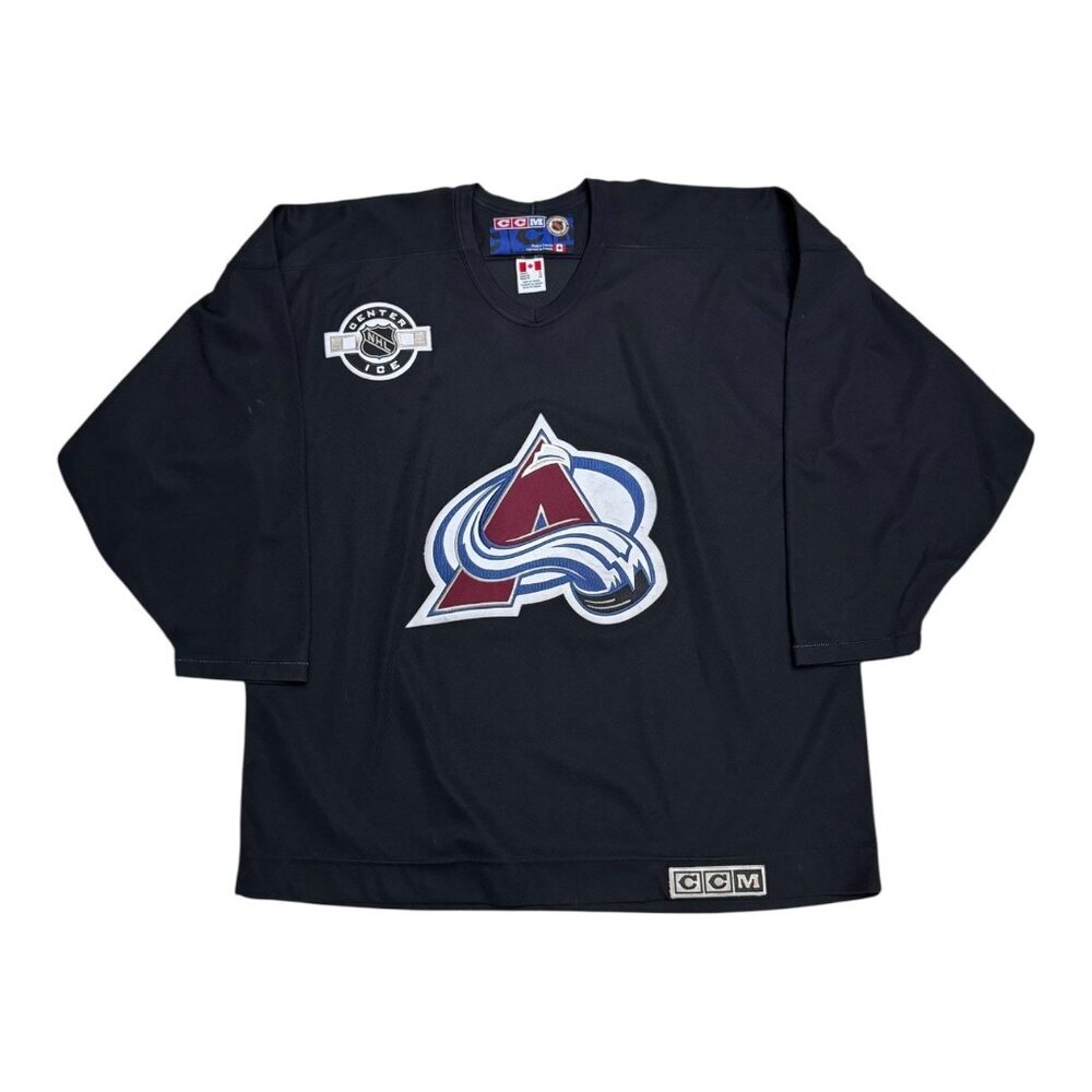 Vintage Y2K Colorado Avalanche Centre Ice NHL Black Hockey Jersey Mens XL